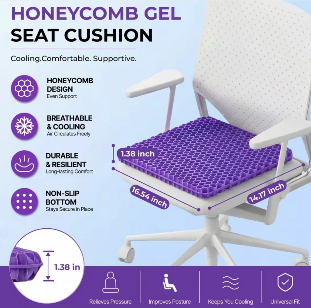 Hexcore Silicone Seat Cushion – Anti-Slip, Washable Cover