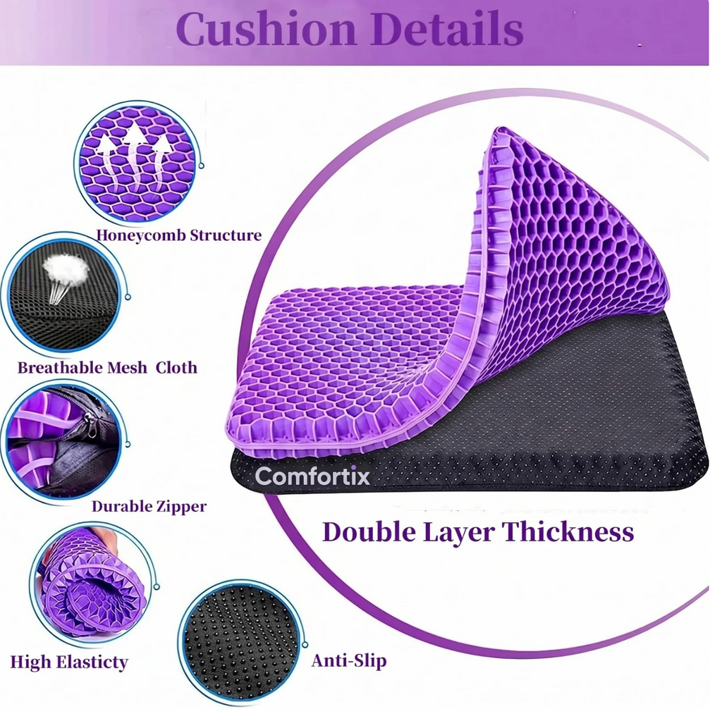 Hexcore Silicone Seat Cushion – Anti-Slip, Washable Cover