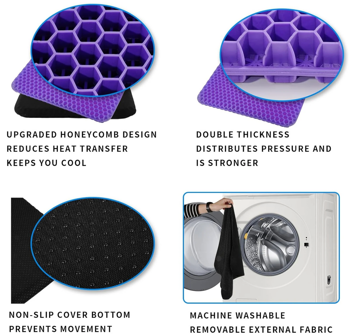 Hexcore Silicone Seat Cushion – Anti-Slip, Washable Cover